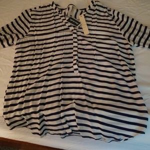 Navy and white striped blouse